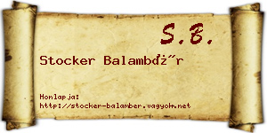 Stocker Balambér névjegykártya